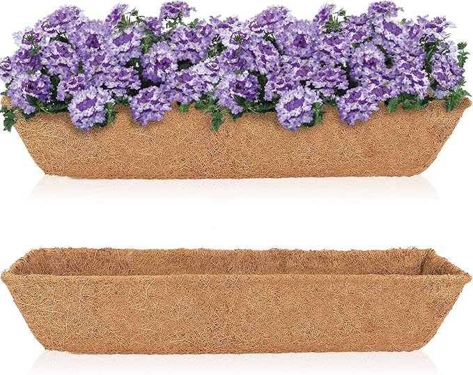 HFHOME 2Pcs 24" Trough Coco Fiber Replacement Liner, Natural 24 in Window Deck Coco Replacement Liner for Window Box
