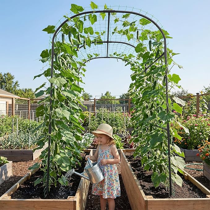 DoCred Tall Garden Arch Trellis for Climbing Plants, 83 Inch Tall Metal Plant Support Trellis Archway for Climbing Vine Vegetable/Fruit/Flower Outdoor Yard Lawn Garden Arch Tunnel Trellis