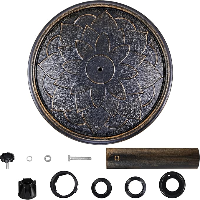 Yaheetech 18'' Patio Umbrella Base 26.5lbs Heavy Duty Antiqued Outdoor Market Umbrella Stand All-Weather Resin Umbrella Base for Garden & Yard, Bronze