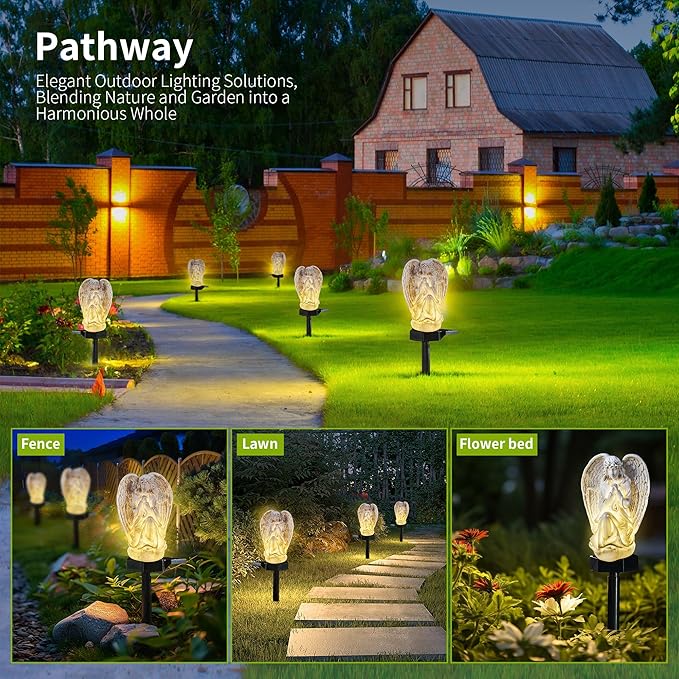 Garden Solar LED Light with Stake, Waterproof Outdoor Decor for Walkway Courtyard Party Decor, White Angel