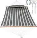 2 Person Hammocks for Outside, Double Quilted Fabric Outdoor Hammock with Spreader Bar, Large Removable Pillow, Storage Pockets, Carabiners, Max 475 lbs Capacity (Mountain Mist Gray)