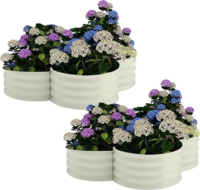 Garvee 2 Pack Galvanized Raised Garden Bed, Outdoor Planter Box with Open Base for Herbs, Veggies & Flowers. Rust-Resistant Raised Garden Beds, Ground-Connected Design for Deep Root Growth