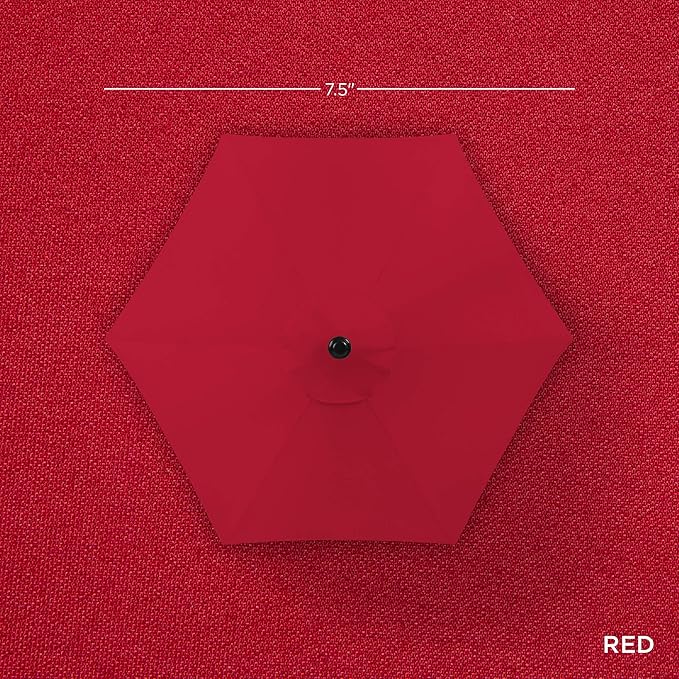 Best Choice Products 7.5ft Outdoor Solar Market Table Patio Umbrella for Deck, Pool w/Tilt, Crank, LED Lights - Red