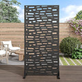 Casaphoria 72" H x 35" W Metal Outdoor Privacy Screen, Freestanding Decorative Divider for Patio, Deck, Balcony, and Garden with Stable Base, Black-Gerald