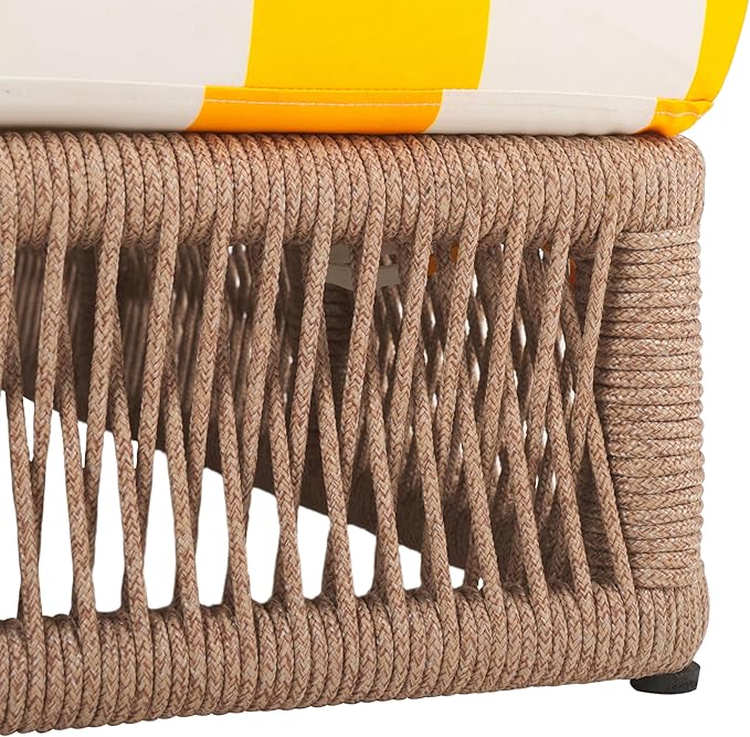 SAFAVIEH Outdoor Collection Gillian Heather Tan & Yellow Stripe Chaise Lounge Chair (Fully Assembled)