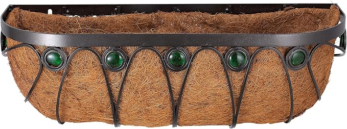 Arcadia Garden Products Hanging Window Basket Metal Trough Flower Planter with Coco Liner for Outdoor Windowsill, Railing, Patio, Garden, Balcony, Fence, 48-inch