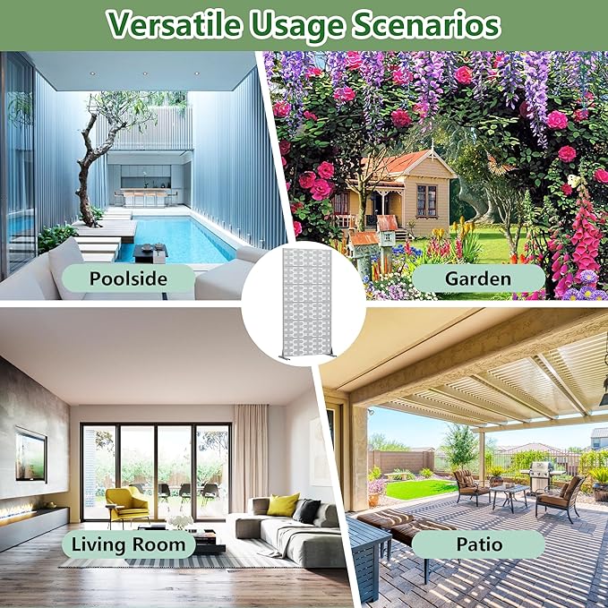 Casaphoria Metal Privacy Screen Outdoor, 72" H x 35" W Freestanding Decorative Privacy Screen for Patio Deck Balcony Garden with Stable Base, Grey-Brick