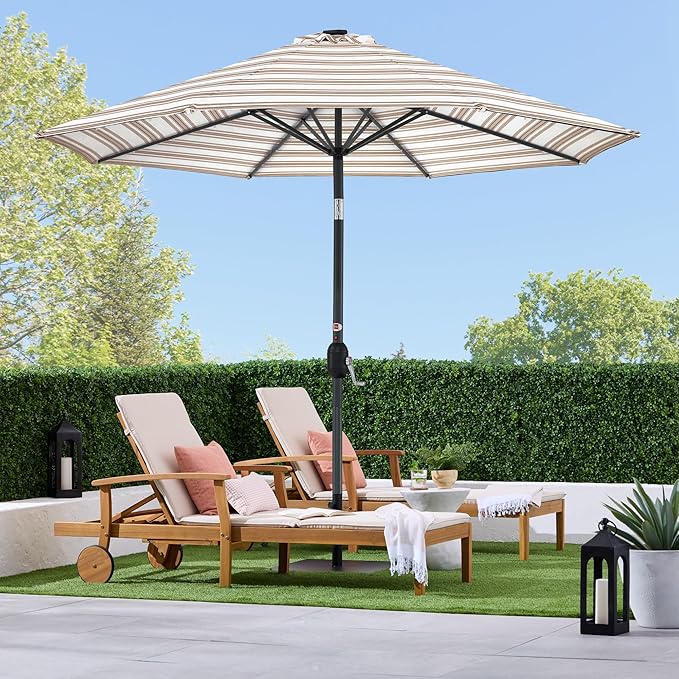 Best Choice Products 10ft Solar Polyester LED Lighted Patio Umbrella w/Tilt Adjustment and UV-Resistant Fabric