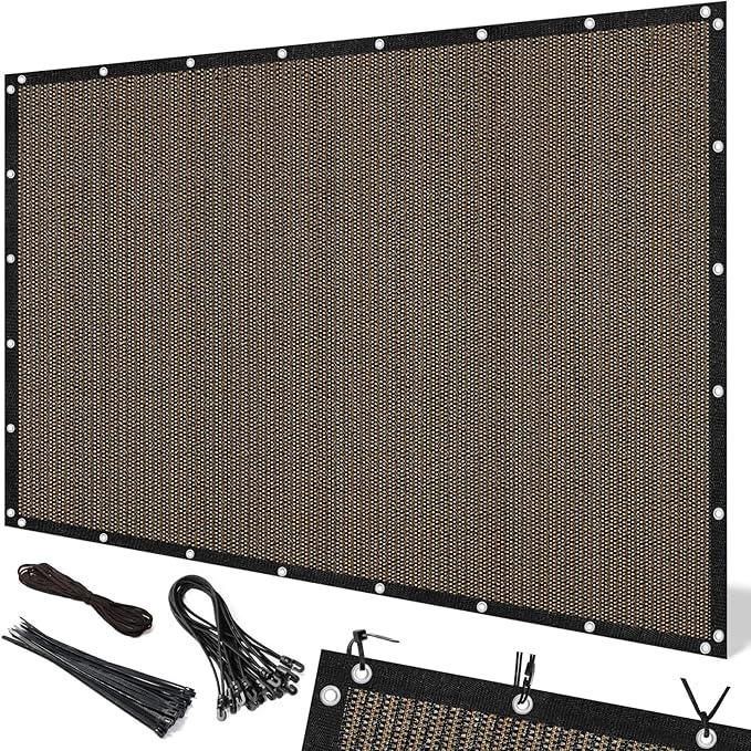 Artpuch 90% Sun Shade Cloth, 5 x 16 FT Pergola Shade Cover Canopy with Grommets, Sun Screen Fabric Tarp for Patio, Outdoor, Garden, Backyard, Mocha