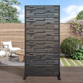 Casaphoria Metal Privacy Screen Outdoor, 72" H x 35" W Freestanding Decorative Privacy Screen for Patio Deck Balcony Garden with Stable Base, Black-Shine