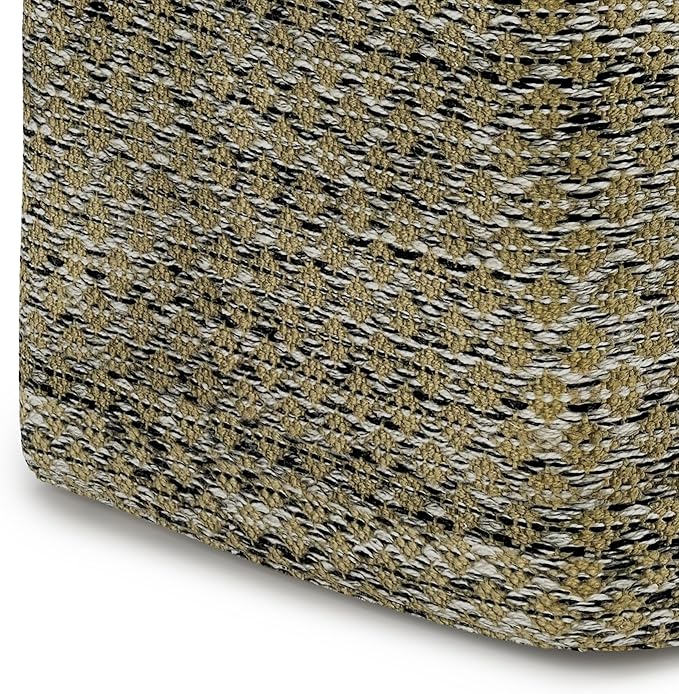 SIMPLIHOME Janelle Square Pouf - 18 inch Wide Upholstered PET Polyester Outdoor/Indoor Ottoman in Multi Color, Boho Footstool or Extra Seating for Living Room, Bedroom, or Patio, Assembled