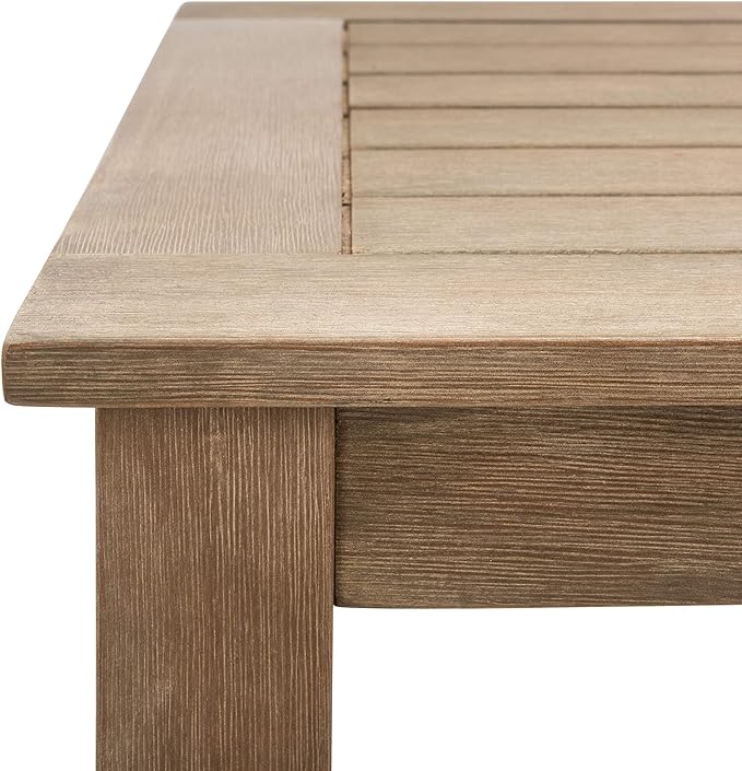 SAFAVIEH Couture Outdoor Patio Furniture Collection – Santa Cruz Coffee Table, Natural Eucalyptus Wood Slatted Top, Modern Outdoor Accent Table (CPT1016A)