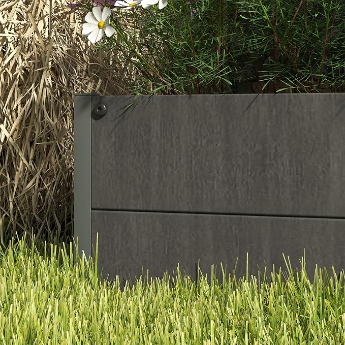 Outsunny Raised Garden Bed with Trellis for Climbing Plants, Planter Box with Self Draining Gap, Freestanding Trellis Planter for Outdoor, Patio, Deck, 35.75" x 15" x 70.75", Dark Gray