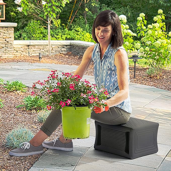 Simplay3 Handy Home 3-Level Heavy Duty Work/Garden Seat - 12" x 15" x 9" - Gray, Made in USA
