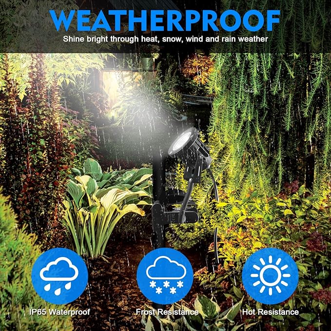 Taysing LED Spot Lights Plug in Outdoor Indoor Light 7W 6000K 9.8ft Power Cord Waterproof Landscape Lights Spotlight with Clip and Metal Hose for Plants Yard Garden Accent Lighting Ambient Light