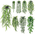 Der Rose 8Pcs Fake Plants Hanging Artificial Ivy Vine Faux Eucalyptus Hanging Plants for Home Boho Wall Shelf Indoor Outdoor Decor (Black Pots)