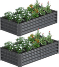2PCS 4x2x1FT Galvanized Raised Garden Bed, Galvanized Planter Raised Garden Boxes Outdoor, Large Metal Raised Garden Beds for Vegetables-Grey