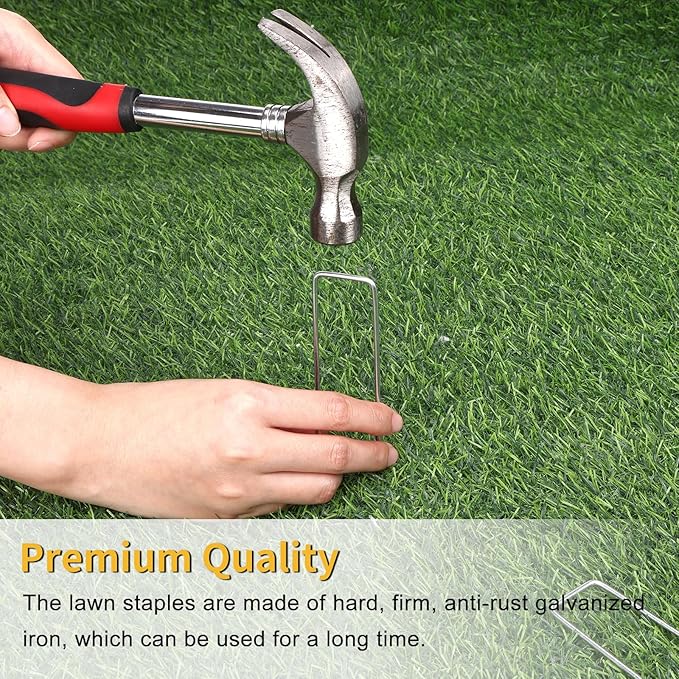HongWay 120 Pack 4 Inch Landscape Garden Staples, Garden Stakes Galvanized 12 Gauge SOD Ground Stakes Landscaping Fabric Pins Yard Staples for Lawn Turf Hose Irrigation Tubing