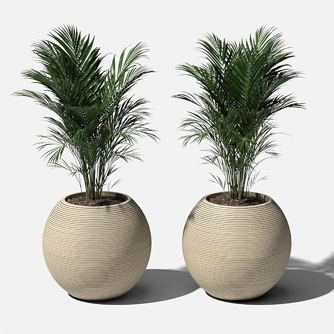 Veradek Strata Series Sphere Round Planter for Patio & Backyard | Durable Plastic-Stone Material | Modern Décor for Tall Trees and Plants