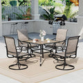 Sophia & William Patio Dining Set, 1 Square Wood Like Umbrella Table 37", 4 Swivel Chairs Furniture Set for Outdoor Garden Lawn Pool Easy to Care Weather Resistant