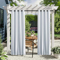 NICETOWN 2 Panels Outdoor Curtains for Patio Waterproof Grommet & Back Tab on Top and Bottom, Windproof Privacy Sound & Light Reducing for Cabana with Fixed Rope, W46 x L72, Greyish White