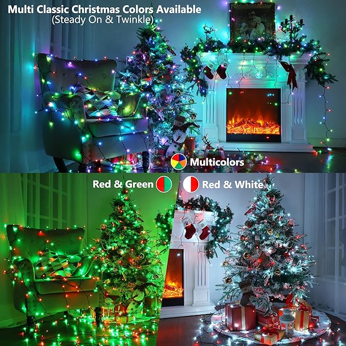 Brizled Color Changing Christmas Lights, 33ft 100 LED RGB Easter Light String with Remote, Dimmable Mini Light String, USB Indoor Decorative Lighting Party Xmas Tree Wreath Year-Round Holiday