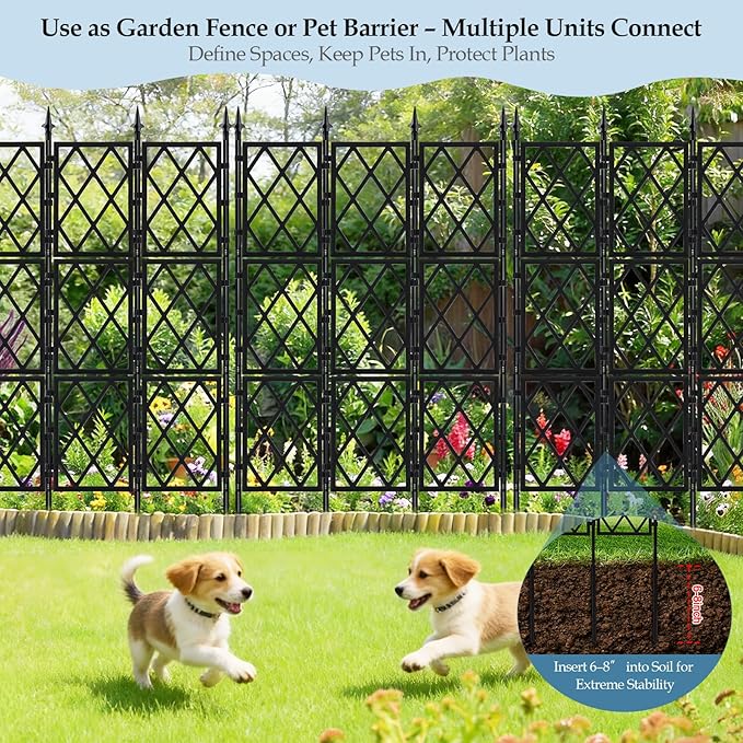 5.25FT Metal Garden Trellis for Climbing Plants Outdoor and Indoor, Black Iron Pipe Support Fence Climbing Plant Frame Wall Trellis with Garden Twist Tie for Ivy Vines Vegetable Flower