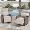Zero Gravity Patio Swivel Rocking Recliner Chairs Set of 2 - Wicker Outdoor Lounge Chair with Adjustable Backrest & Footrest, All Weather Reclining Rocker Chairs with Thick Cushion for Pool Deck Beige