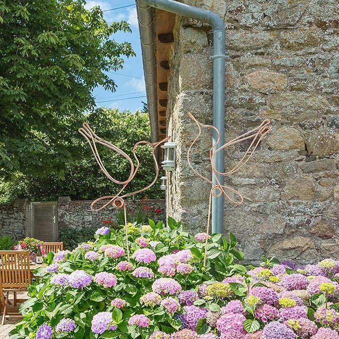 Hummingbird Decor Garden Stakes Decorative Set of 2, Hummingbirds Metal Wire Decor 23.62 inches x 6.69 inches,Decorative Stakes for Flower Pots, Planters, and Flower Beds