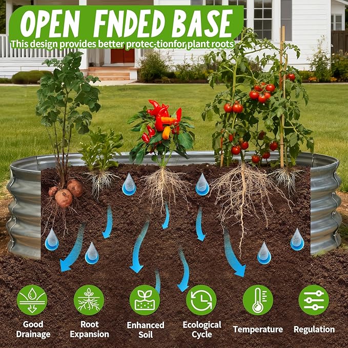 Galvanized Raised Garden Bed Kit, Planter Garden Boxes Outdoor, Oval Large Metal for Vegetables Fruits, Flowers Planter Boxes, Easy Assembly Garden Bed Kit 4x2x1 FT (2-Pack)