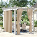 NICETOWN 2 Panels Patio Outdoor Curtains 95 inch Long Waterproof, Home Fashion Thermal Insulated Rustproof Grommet Room Darkening Drapes Sound Reducing for Cabana, W84 x L95, Biscotti Beige