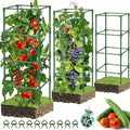 3 Pack Square Tomato Cages for Garden, 42 Inches Heavy Duty Metal Tomatoes Cages Plant Support Stakes Trellis with Clips for Climbing Plants Vegetables Flowers Fruits