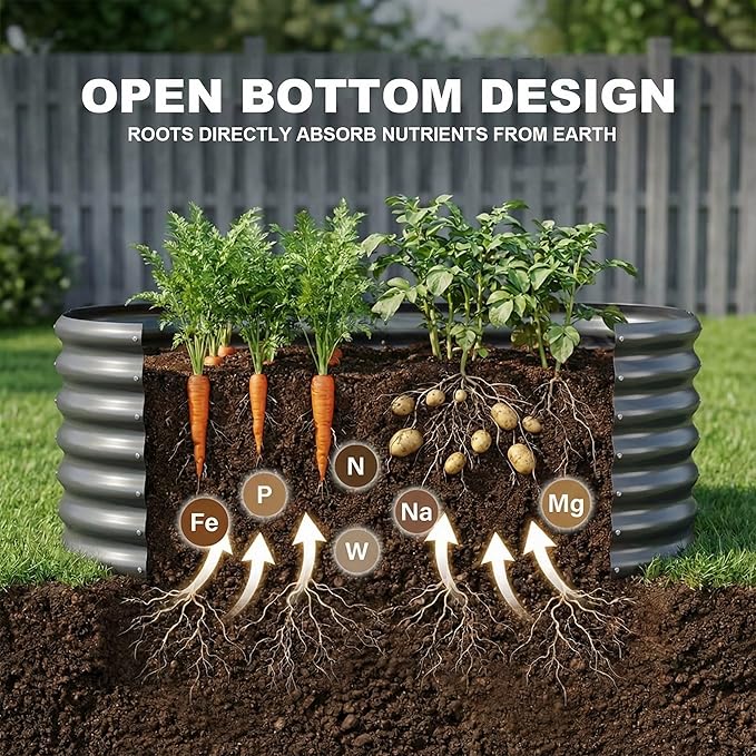 AHEONLAR 3 Pack 4×2×1.5ft Galvanized Raised Garden Beds Outdoor, Sturdy Planter Boxes for Vegetables, Fruits, Flowers and Plants, Easy Assembly, Grey