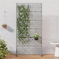 Casaphoria Metal Privacy Screen Outdoor, 72" H x 35" W Freestanding Decorative Privacy Screen for Patio Deck Balcony Garden with Stable Base, Grey-Perilla