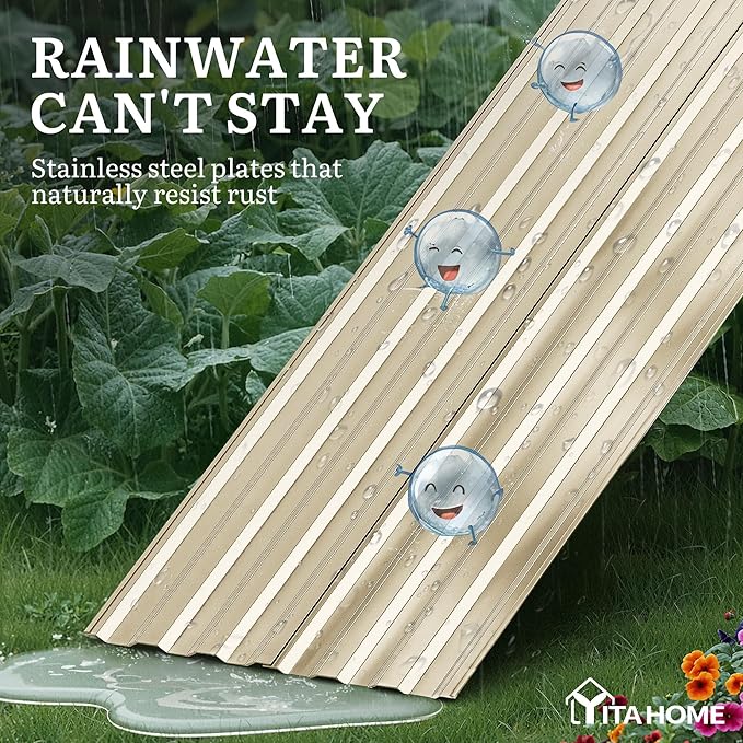 YITAHOME 6x3x2ft 2pcs Large Raised Garden Bed Kit, Galvanized Metal Planter Box with Gloves, Support Rod, Outdoor Above Ground Planters for Plants Vegetables Flowers, Cream Yellow
