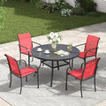 VICLLAX Patio Table and Chair Set of 4, All Weather Metal Round Outdoor Dining Furniture Set-40.6" Round Outdoor Table and Chairs, Black Tabletop