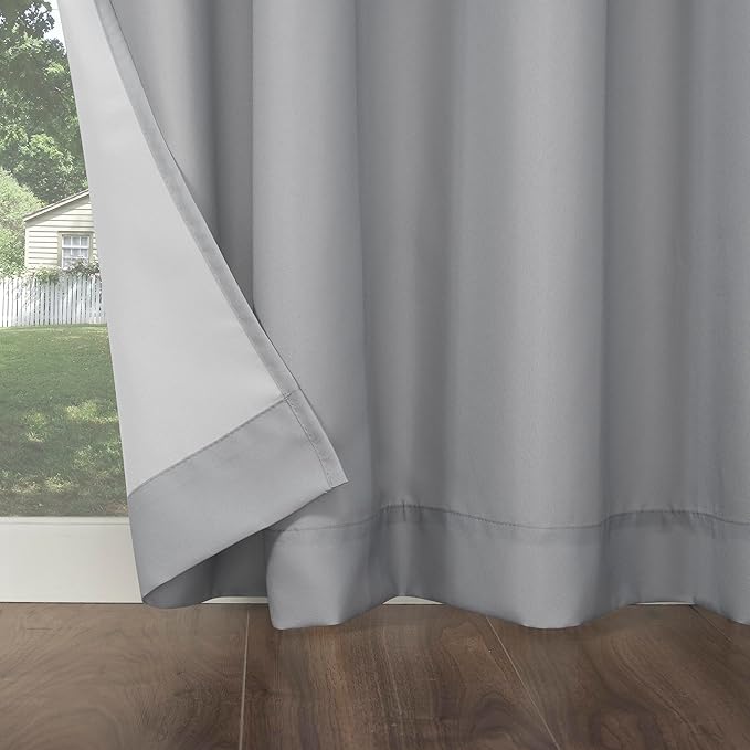 Sun Zero Marina Indoor/Outdoor UV Protectant Energy Efficient Grommet Curtain Panel, 54" x 95", Gray