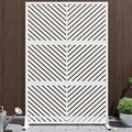 Casaphoria Metal Privacy Screen Outdoor, 72" H x 47" W Freestanding Decorative Privacy Screen for Patio Deck Balcony Garden with Stable Base, White-Parallel
