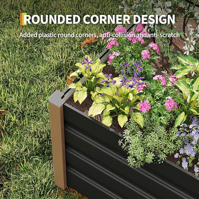 Garvee Large Aluminum Raised Garden Bed 6.5' x 2.5' x 16", Open-Bottom Jumbo Size for Serious Gardening, with Rounded Safety Corners & Anti-Cut Trim, Outdoor Planter Box Kit, Gray
