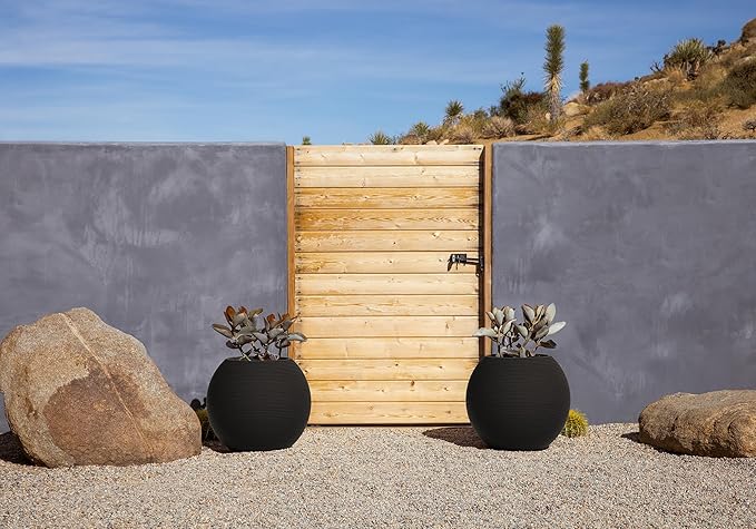 Veradek Strata Series Sphere Round Planter for Patio & Backyard | Durable Plastic-Stone Material | Modern Décor for Tall Trees and Plants
