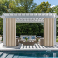 NICETOWN 2 Panels Outdoor Curtains for Patio Waterproof & Windproof, Thermal Insulated Top & Bottom Pocket & Back Tab Light Block Outdoor Drapes with Bonus Rope for Fixed, Biscotti Beige, W52 x L95