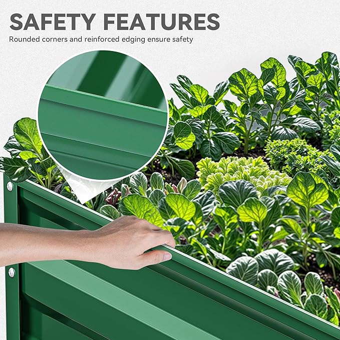 YITAHOME 6x3x2ft 2pcs Large Raised Garden Bed Kit, Galvanized Metal Planter Box with Gloves, Ground Nails, Support Rod, Outdoor Above Ground Planters for Plants Vegetables Flowers, Green