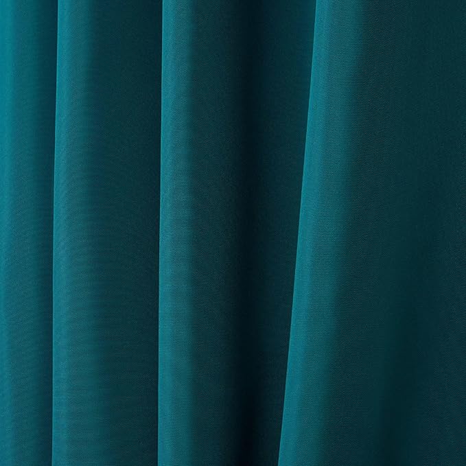 NICOLE MILLER NEW YORK Canvas Indoor/Outdoor Grommet Top Curtain Panel Pair, 54"x84", Turk Teal