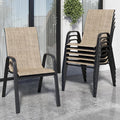 Patio Chairs Set of 6, Stackable Outdoor Dining Chairs for All Weather Textilene Fabric & Metal Frame, Outdoor Chairs Set for Backyard Deck Garden