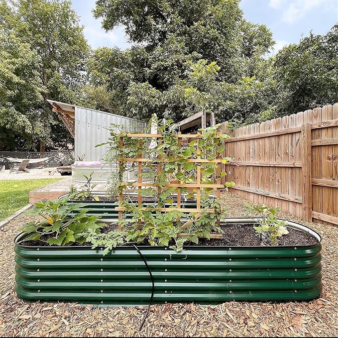 Vego garden Raised Garden Bed Kit, 17" Tall 10 in 1 Jumbo Modular Raised Garden Beds Metal Planter Box for Vegetables, Flowers, Herbs, British Green
