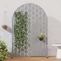 Casaphoria 72" H x 47" W Arched Metal Privacy Screen - Elegant Freestanding Outdoor Screen for Deck, Patio & Balcony - Versatile Decorative Privacy Panels for Home & Garden Use (Grey-Square)