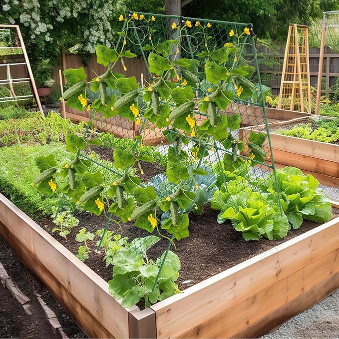 Cucumber Trellis, 35" X 50" A-Frame Garden Trellis for Climbing Plants Outdoor, Foldable Trellis Cucumber for Raised Bed Vegetable/Tomato/Flowers/Pea