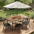 Flamaker Acacia Wood Patio Outdoor Dining Table for 6, Outdoor Table with Umbrella Hole and Metal Legs for Garden, 63’’L x 36’’ W x 30’’ H