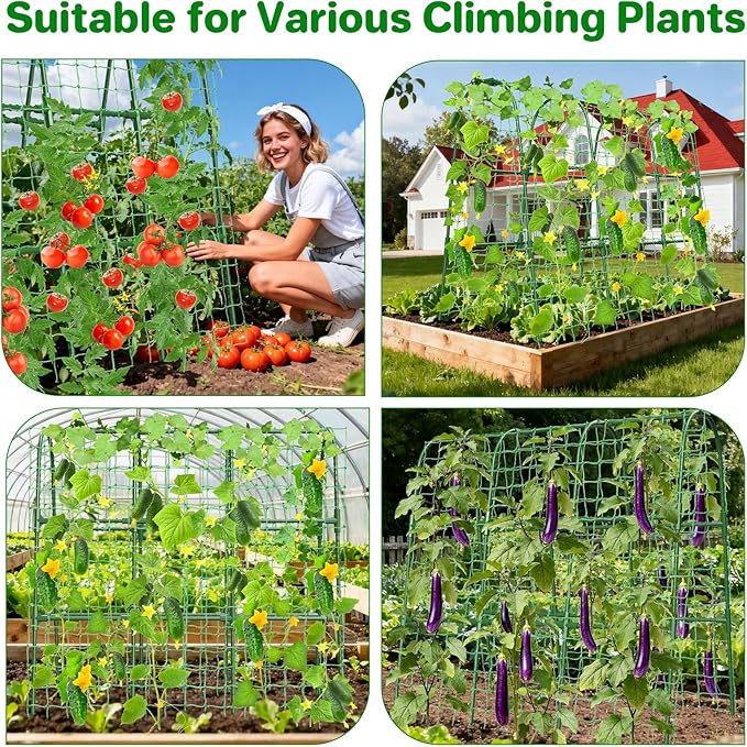 Cucumber Trellis for Raised Bed, U-Shape Garden Trellis for Climbing Plants Outdoor, Metal Arch Trellis for Vegetables, Plant Support for Tomato, Pea, Zucchini (47.2" L×30" W×47.2" H-Medium)