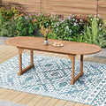 PHI VILLA Outdoor Acacia Wood Expandable Table for 6-8, Extendable Wooden Dining Table with Slat Design, Large Rectangular Farmhouse Dining Furniture for Patio, Deck, Porch, Backyard